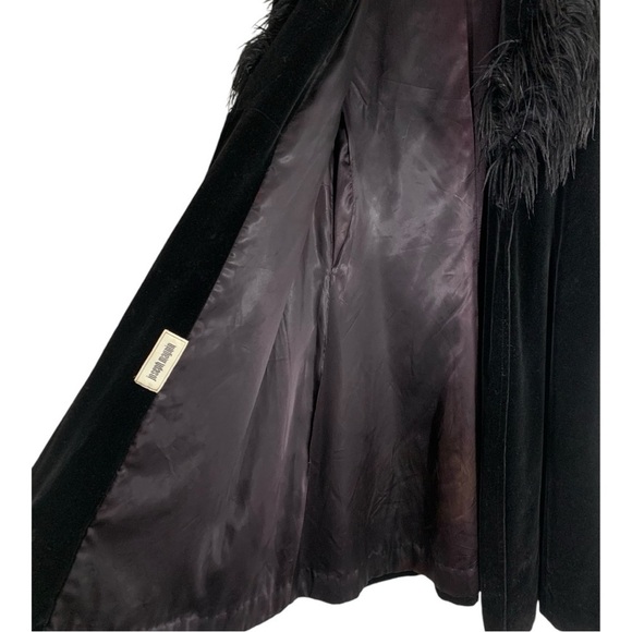 Vintage Joseph Magnin Velour Feather Collar Trim Coat Size Medium - Picture 13 of 15